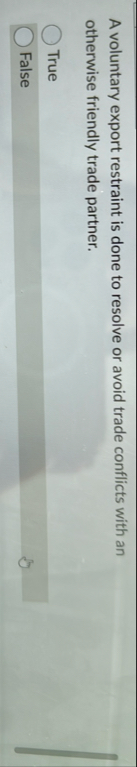 A voluntary export restraint is done to resolve