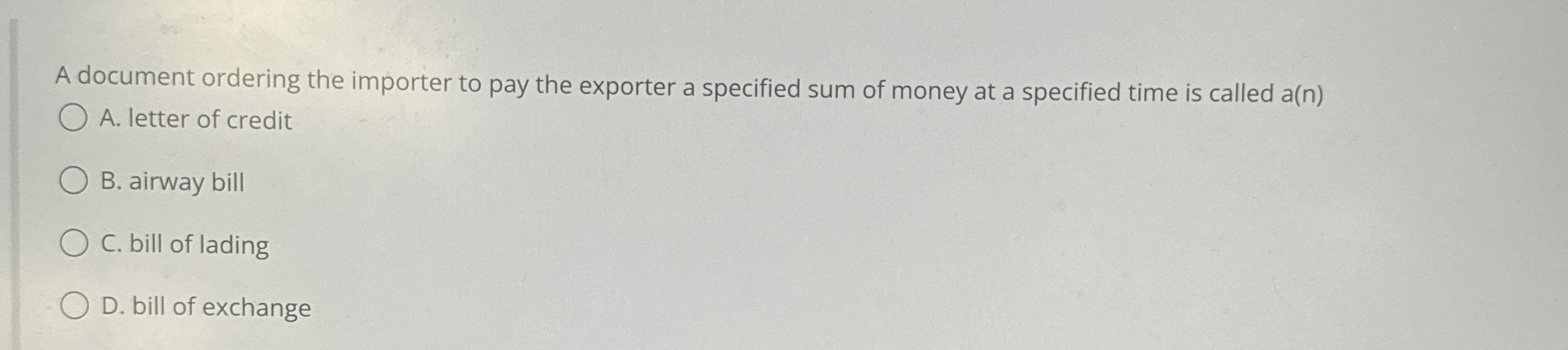 A document ordering the importer to pay the