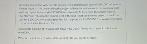 A production project will generate an expected