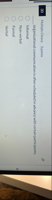 3 0 Multiple Choice 3 points organizational