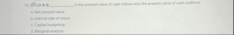 ( 5 ) L O 9 - 3 ) is the present value of cash