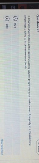 Question 2 2 3 . Financial analysts look at the