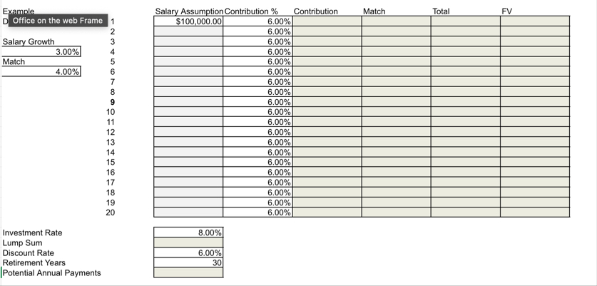 \ table [ [ Examole D Office on the web Frame, 1
