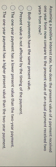 Assuming a positive interest rate, how does the