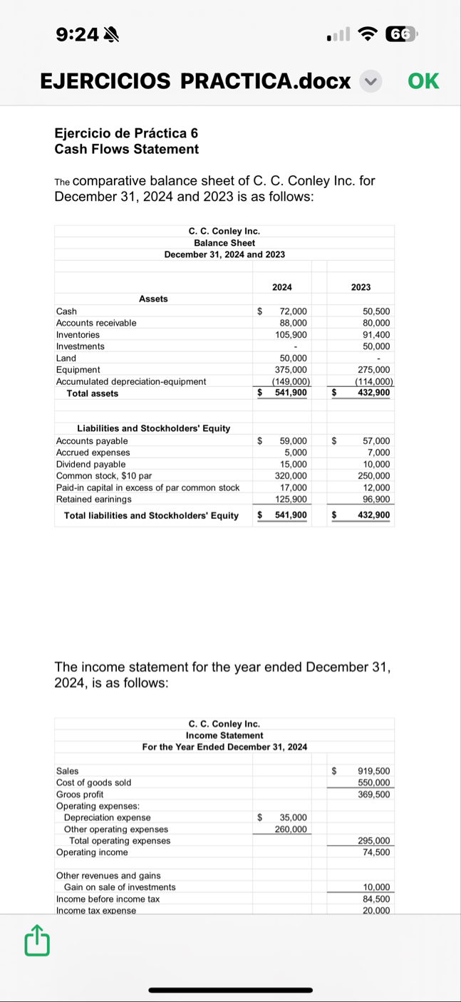 9 : 2 4 EJERCICIOS PRACTICA.docx OK The income