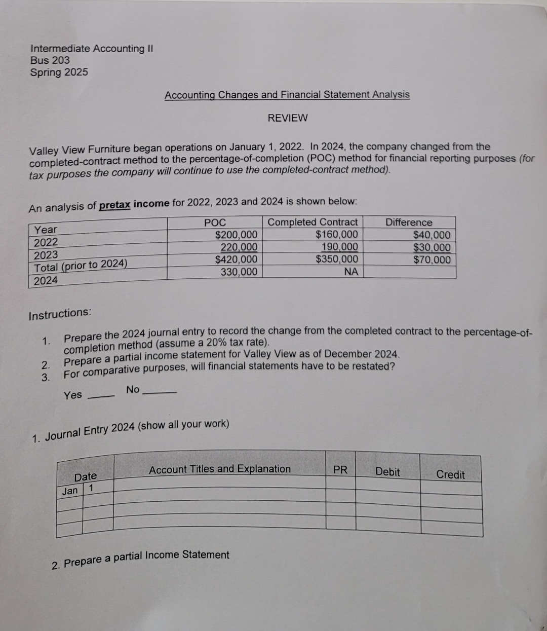 Intermediate Accounting II Bus 2 0 3 Spring 2 0 2