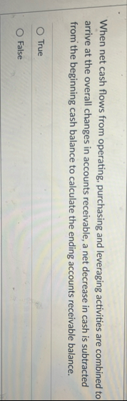 When net cash flows from operating, purchasing