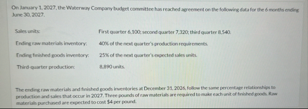 On January 1 , 2 0 2 7 , the Waterway Company