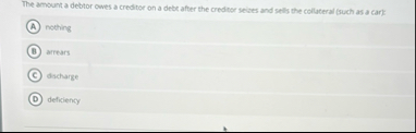 The amount a debtor owes a creditor on a debt