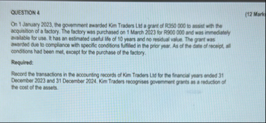 QUESTION 4 ( 1 2 Mark On 1 . Januany 2 0 2 3 ,