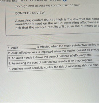 too high and assessing control risk too low.