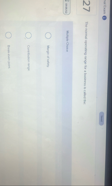 nal Exam i 2 7 The normal operating range for a