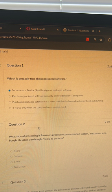 be Quar: Exam Practical IT Questions courses / 1