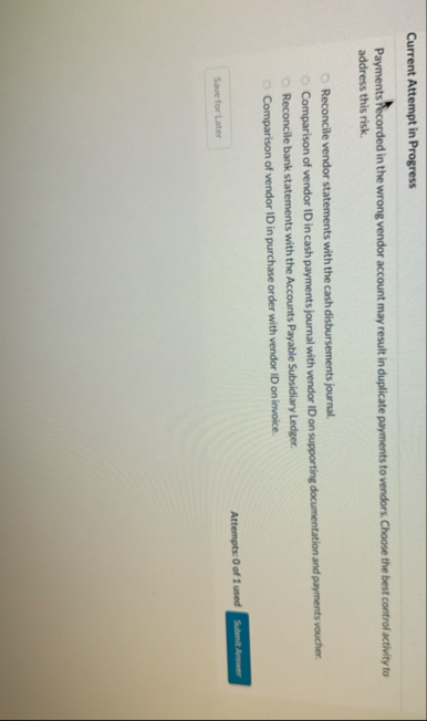 Current Attempt in Progress Payments Fecorded in