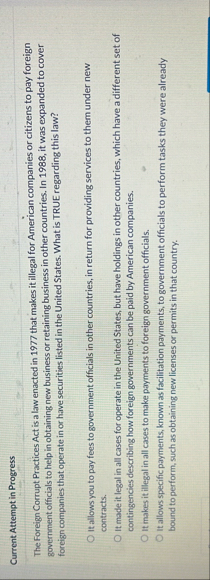 Current Attempt in Progress The Foreign Corrupt