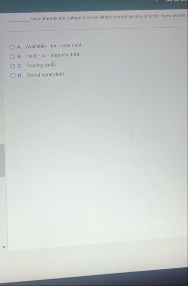 investments are categorized as either current