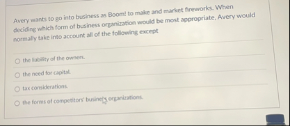 Avery wants to go into business as Boom! to make