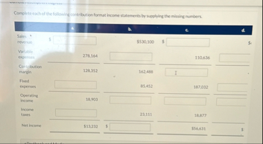 Conplete exh of the following contribution format