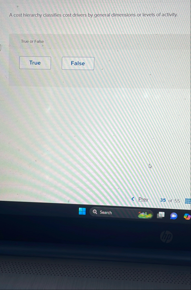 A cost hierarchy classifies cost drivers by