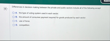 Differences in decision making between the