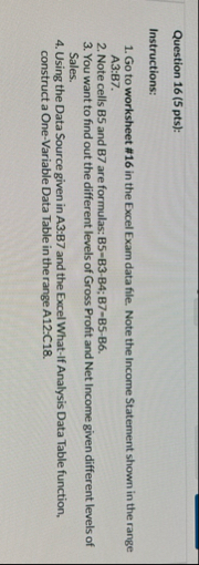 Question 1 6 ( 5 pts ) : Instructions: Go to