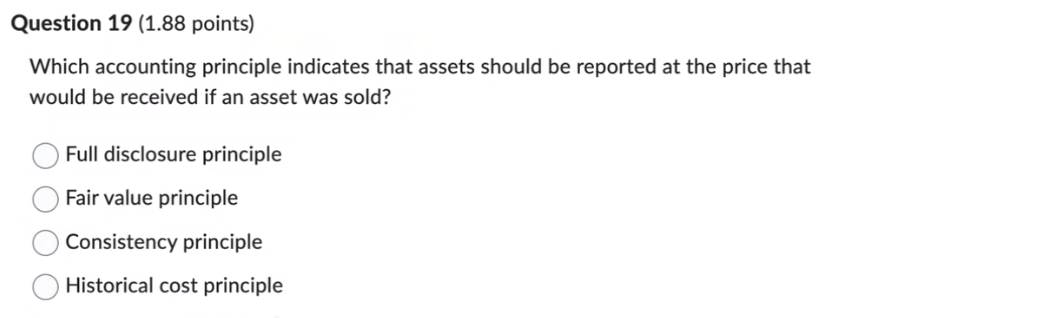 Question 1 9 ( 1 . 8 8 points ) Which accounting