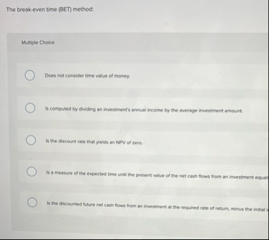 The break - even time ( BET ) method: Multiple