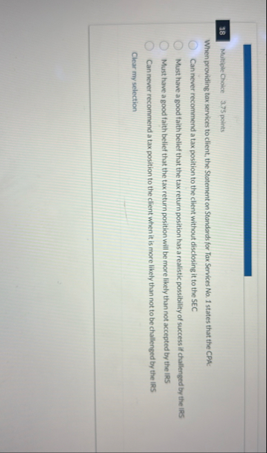 1 8 Multiple Choice 3 . 7 5 points When providing