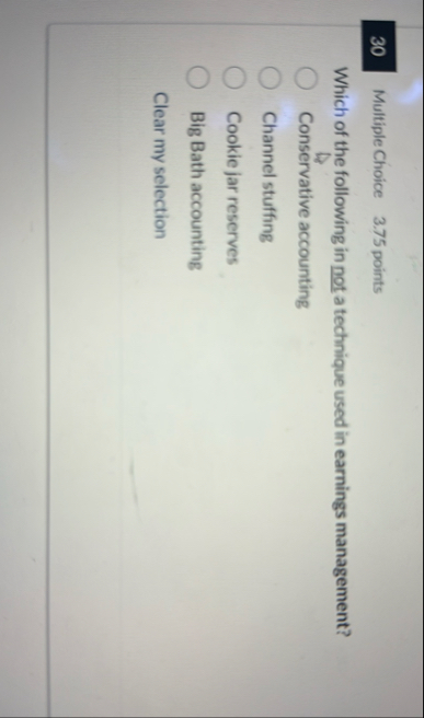 3 0 Multiple Choice 3 . 7 5 points Which of the