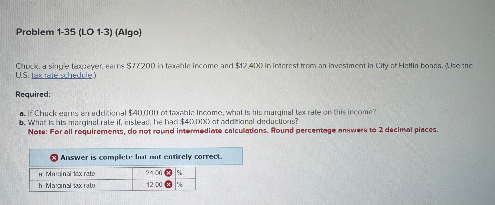 Problem 1 - 3 5 ( LO 1 - 3 ) ( Algo ) Chuck, a