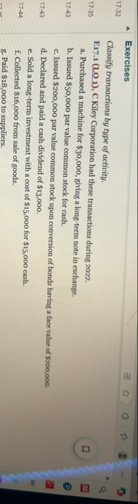 Exercises Classify transactions by type of