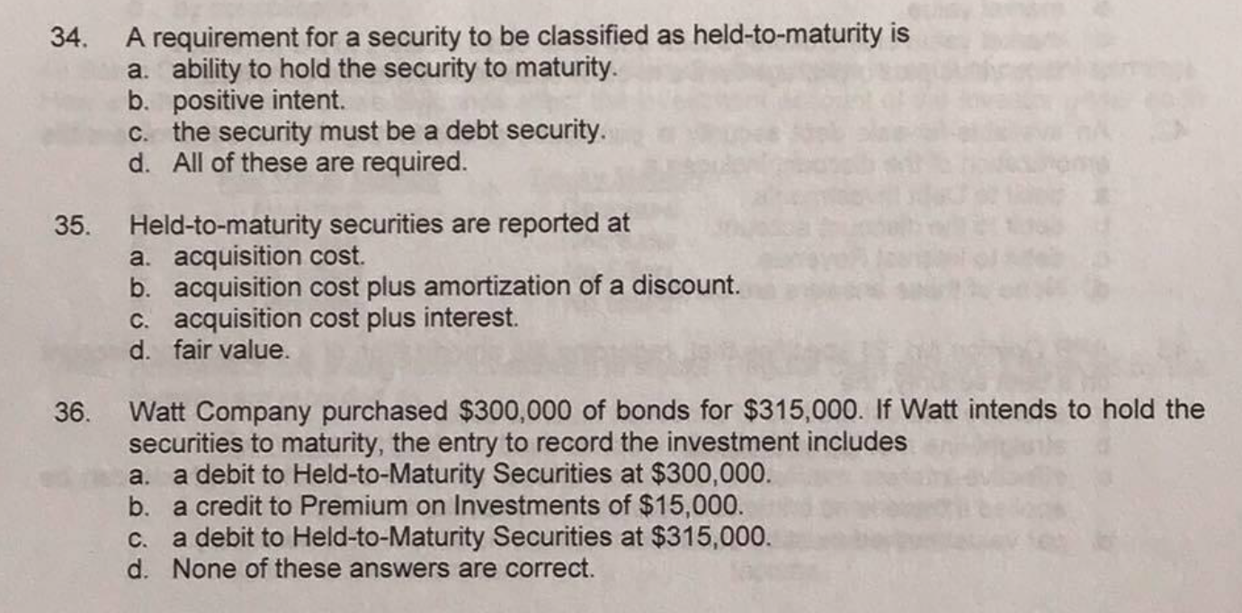 3 4 . A requirement for a security to be