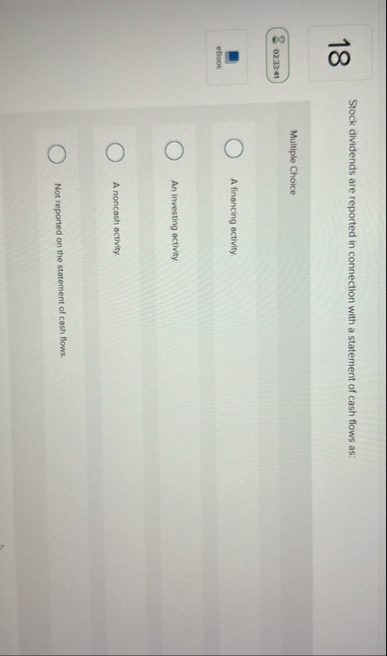 1 8 Stock dividends are reported in connection