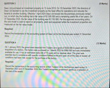 QUESTION 3 ( B Marks ) Deez Lif purchased an