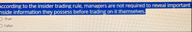 uccording to the insider trading rule, managers