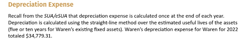 Depreciation Expense Recall from the SUA / eSUA