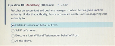 Question 1 0 ( Mandatory ) ( 1 0 points ) Solved