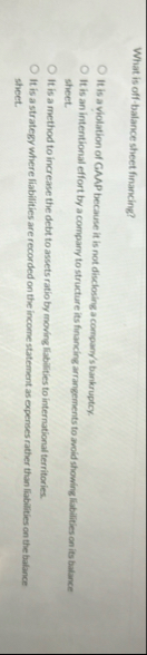 What is off - balance sheet financing? It is a