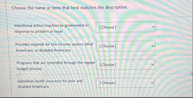 Choose the name or term that best matches the