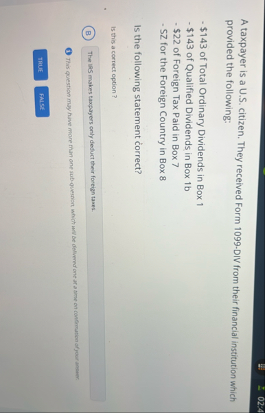 0 2 : 4 A taxpayer is a U . S . citizen. They