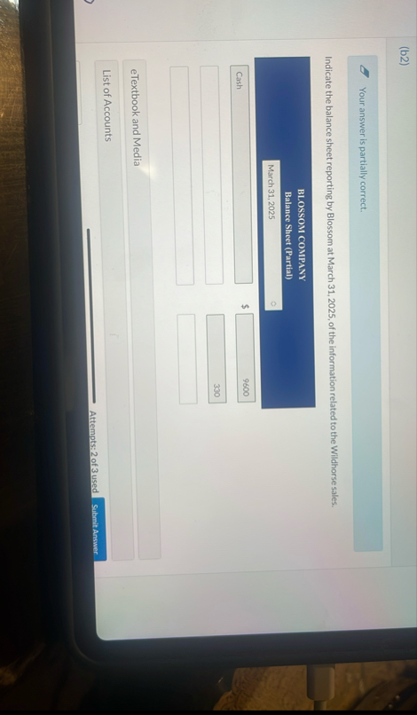 Solve for balance sheet partial. I have done some