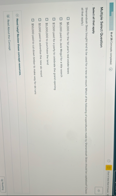 | | | | | | | | | | | x | 8 of 2 5 Concepts