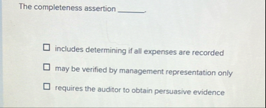 The completeness assertion includes determining