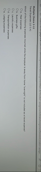 Multiple Choice 3 - 1 2 Travel Expenses ( LO 3 ,