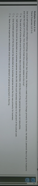 Multiple Choice 3 - 1 4 Travel Expenses ( 1 0 . 3