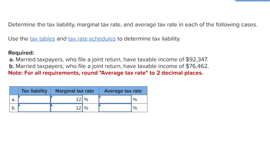 using 2 0 2 4 tax tables Determine the tax