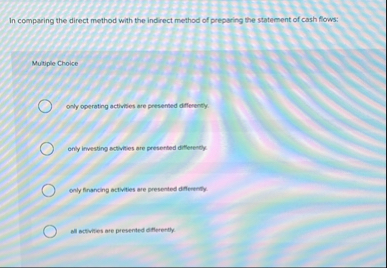 In comparing the direct method with the indirect