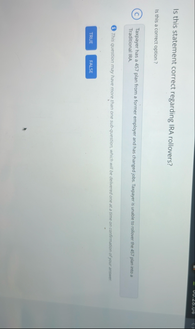 Is this statement correct regarding IRA