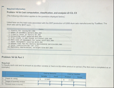 Required information Froblem 1 4 - 1 A Cest