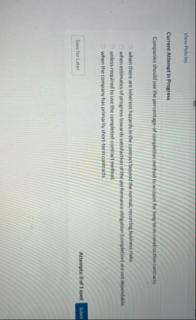 View Policies Current Attempt in Progress